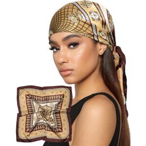 35” Satin Head Scarf for Women Brown